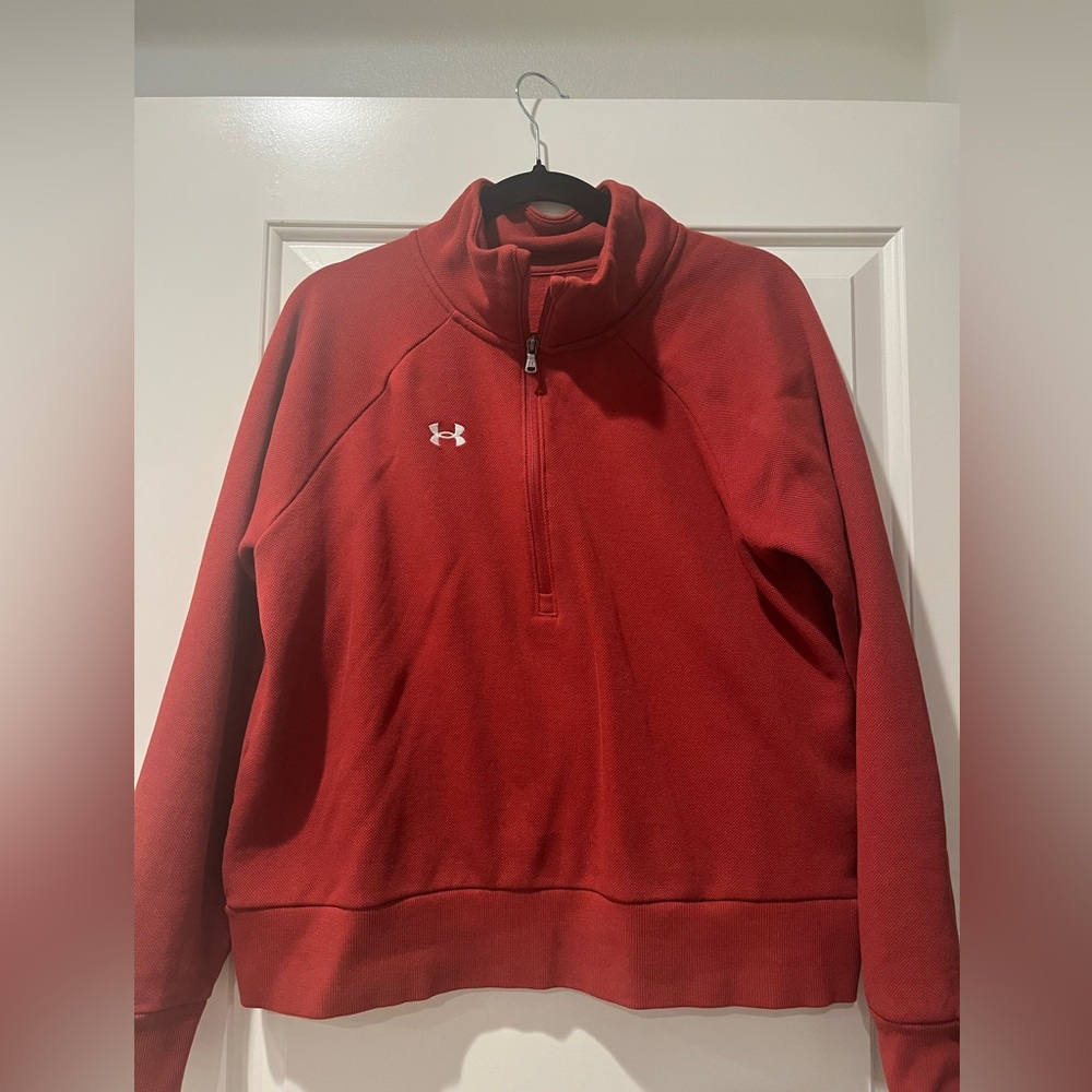 ✨Under Armour Sweatshirt✨ WOMENS RIVAL FLEECE TXTR HZ SWEATER rust orange M - Picture 3 of 4